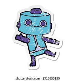 distressed sticker of a cartoon robot