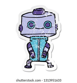 pegatina angustiada de un robot de dibujos animados