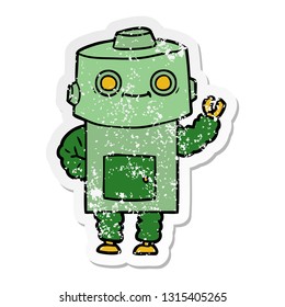 pegatina angustiada de un robot de dibujos animados