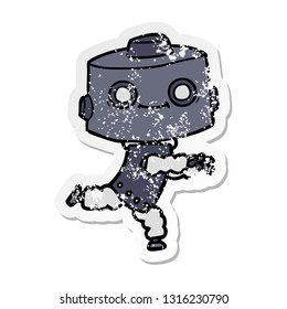 distressed sticker of a cartoon robot