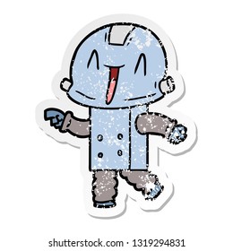 distressed sticker of a cartoon robot