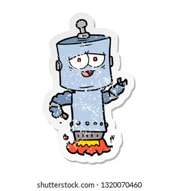 pegatina angustiada de un robot de dibujos animados