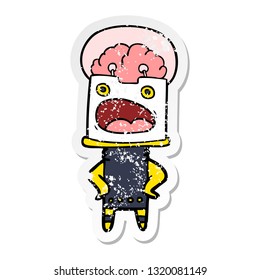 distressed sticker of a cartoon robot