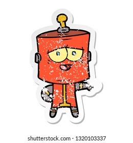 pegatina angustiada de un robot de dibujos animados