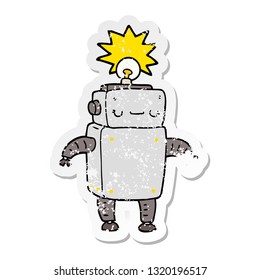 distressed sticker of a cartoon robot