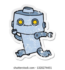 pegatina angustiada de un robot de dibujos animados