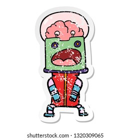 pegatina angustiada de un robot de dibujos animados