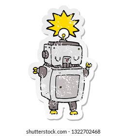 pegatina angustiada de un robot de dibujos animados