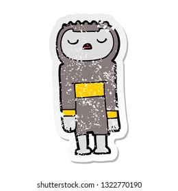 pegatina angustiada de un robot de dibujos animados