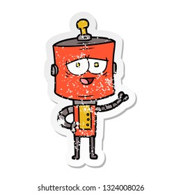 bedrückter Aufkleber eines Cartoon-Roboters