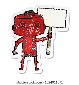 distressed sticker of a cartoon robot