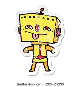 distressed sticker of a cartoon robot