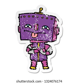 pegatina angustiada de un robot de dibujos animados