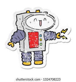 pegatina angustiada de un robot de dibujos animados