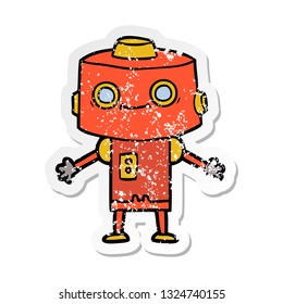 bedrückter Aufkleber eines Cartoon-Roboters
