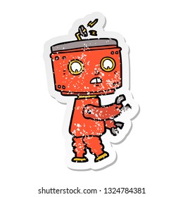 distressed sticker of a cartoon robot