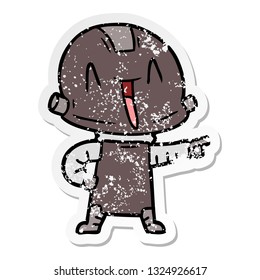 pegatina angustiada de un robot de dibujos animados