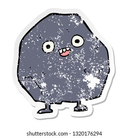 distressed sticker of a cartoon rock