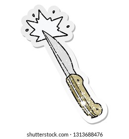 bedrückter Aufkleber mit scharfem Küchenmesser