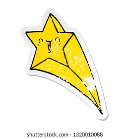 distressed sticker of a cartoon shooting star