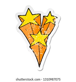 distressed sticker of a cartoon shooting stars