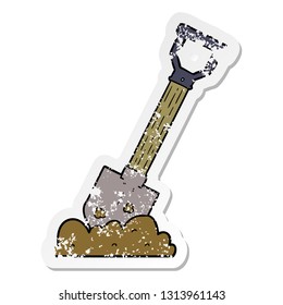 distressed sticker of a cartoon shovel