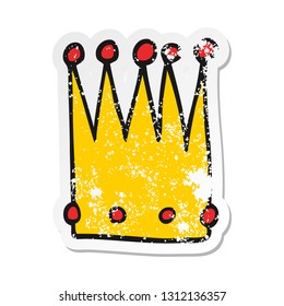 distressed sticker of a cartoon simple crown