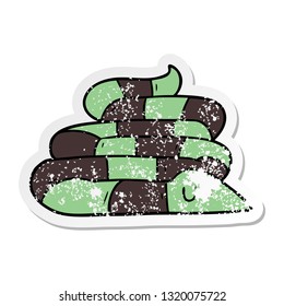 distressed sticker of a cartoon sleepy snake