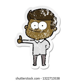distressed sticker of a cartoon smiling man