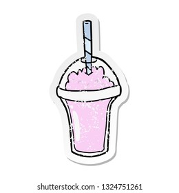 distressed sticker of a cartoon smoothie