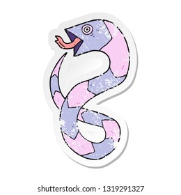 sticker angustiado de una serpiente de dibujos animados
