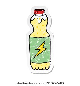 distressed sticker of a cartoon soda bottle