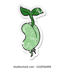 pegatina angustiada de una caricatura que brota semilla