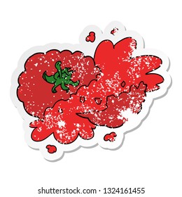 pegatina angustiada de una caricatura que aplastó el tomate