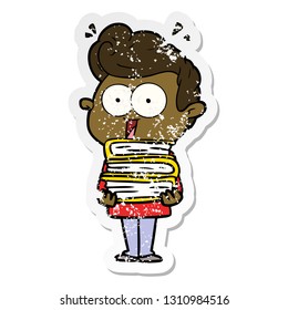 distressed sticker of a cartoon staring man