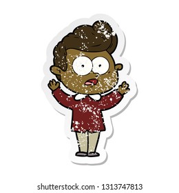 distressed sticker of a cartoon staring man