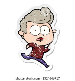 distressed sticker of a cartoon staring man