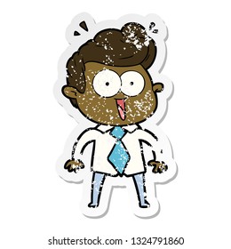 distressed sticker of a cartoon staring man