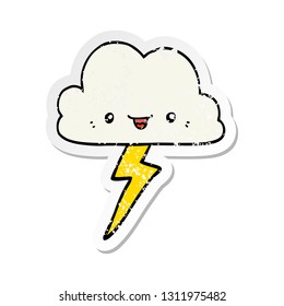 distressed sticker of a cartoon storm cloud