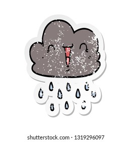 distressed sticker of a cartoon storm cloud
