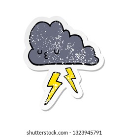 distressed sticker of a cartoon storm cloud