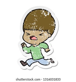 distressed sticker of a cartoon stressed man