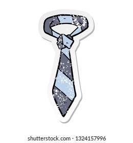 distressed sticker of a cartoon striped tie