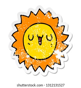 distressed sticker of a cartoon sun