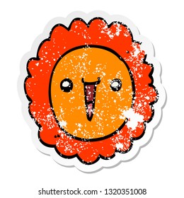 distressed sticker of a cartoon sunflower