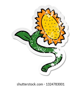 distressed sticker of a cartoon sunflower