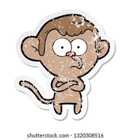 bedrückter Aufkleber eines Cartoons überraschte Affen