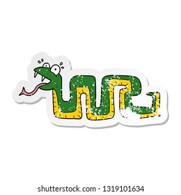 distressed sticker of a cartoon surprised snake