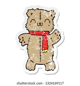 distressed sticker cartoon teddy bear