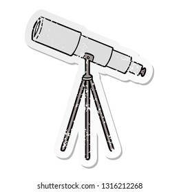distressed sticker of a cartoon telescope